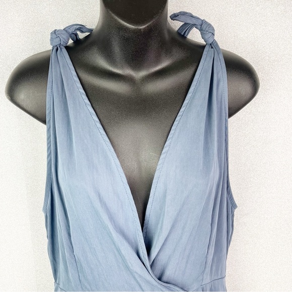 Sadie & Sage Deep V Plunge Romper Shorts Set Soft Indigo Blue NWT Anthropologie - Picture 2 of 12